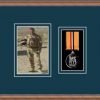 Teak picture frame for one military medal/photo with nightshade mount