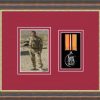 Mahogany picture frame for one military medal/photo with beaujolais mount