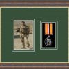 Mahogany picture frame for one military medal/photo with forest green mount