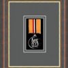 Mahogany picture frame for one military medal with grey mount