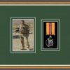 Walnut picture frame for one military medal/photo with forest green mount