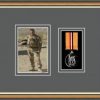 Walnut picture frame for one military medal/photo with grey mount