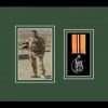 Black picture frame for one military medal/photo with forest green mount