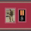 Dark walnut picture frame for one military medal/photo with beaujolais mount