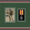 Dark walnut picture frame for one military medal/photo with forest green mount