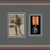 Dark walnut picture frame for one military medal/photo with grey mount