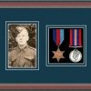 Dark walnut picture frame for two military medals/photo with nightshade mount