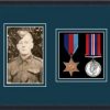 Black picture frame for two military medals/photo with nightshade mount