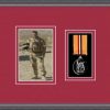 Oak picture frame for one military medal/photo with beaujolais mount