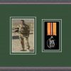 Oak picture frame for one military medal/photo with forest green mount