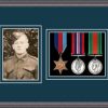 Oak picture frame for three military medals/photo with nightshade mount