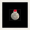 White woodgrain picture frame for one marathon medal with black mount