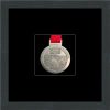 Dark grey woodgrain picture frame for one marathon medal with black mount