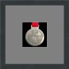 Dark grey woodgrain picture frame for one marathon medal with grey mount