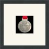 Dark grey woodgrain picture frame for one marathon medal with antique white mount