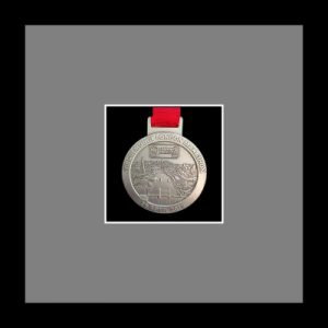 Black picture frame for one marathon medal with grey mount