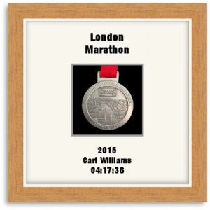 Personalised light wood marathon medal frame