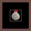 Dark woodgrain picture frame for one marathon medal with black mount