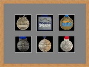 Marathon Medal Frame – S12-98F Light Woodgrain-Grey Mount