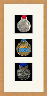 Marathon Medal Frame – S13-98F Light Woodgrain-Antique White Mount