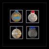 Black picture frame for four marathon medals with black mount