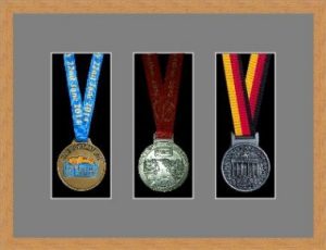 Marathon Medal Frame – S15-98F Light Woodgrain-Grey Mount