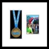 Black woodgrain picture frame for one marathon medal/photo with antique white mount
