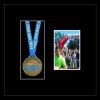 Black woodgrain picture frame for one marathon medal/photo with black mount