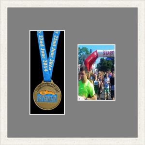 Marathon Medal Frame – S2PH-193H White Woodgrain-Grey Mount