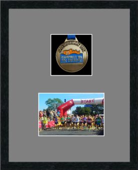 Marathon Medal Frame -S3-192H Black Woodgrain-Grey Mount