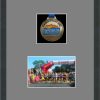 Dark grey woodgrain picture frame for one marathon medal/photo with grey mount