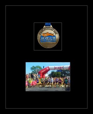 Black picture frame for one marathon medal/photo with black mount