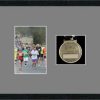 Black woodgrain picture frame for one marathon medal/photo with grey mount