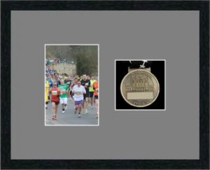 Marathon Medal Frame – S4-192H Black Woodgrain-Grey Mount