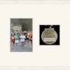White woodgrain picture frame for one marathon medal/photo with antique white mount