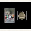 White woodgrain picture frame for one marathon medal/photo with black mount