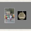 White woodgrain picture frame for one marathon medal/photo with grey mount