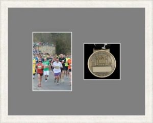 Marathon Medal Frame – S4-193H White Woodgrain-Grey Mount