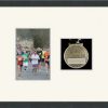 Dark grey woodgrain picture frame for one marathon medal/photo with antique white mount