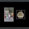 Dark grey woodgrain picture frame for one marathon medal/photo with black mount