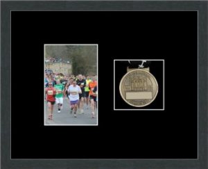 Marathon Medal Frame – S4-194H Dark Grey Woodgrain-Black Mount
