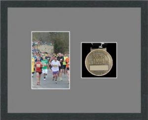 Marathon Medal Frame – S4-194H Dark Grey Woodgrain-Grey Mount