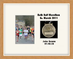 Personalised light wood marathon medal/photo frame