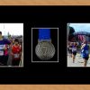 Light woodgrain picture frame for one marathon medal/two photos with black mount