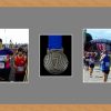 Light woodgrain picture frame for one marathon medal/two photos with grey mount