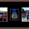 Dark woodgrain picture frame for one marathon medal/two photos with black mount