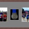 Dark woodgrain picture frame for one marathon medal/two photos with grey mount